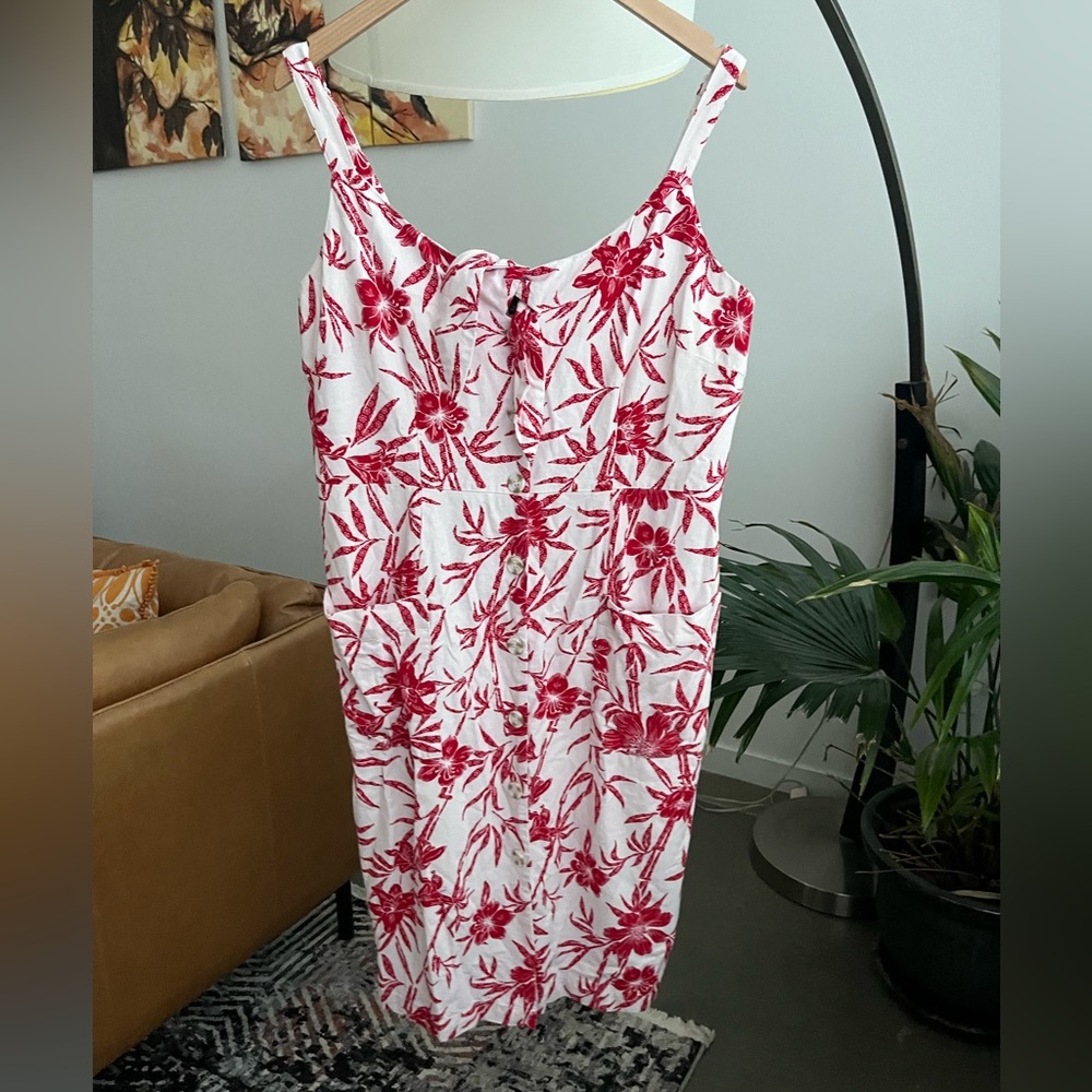 City Chic Island Bloom Linen Blend Midi Dress